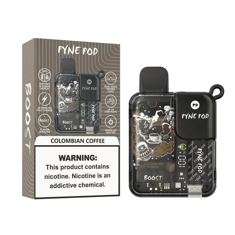 Pyne Pod Boost 8500 Puffs Disposable Vape unidade - Colombian Coffee