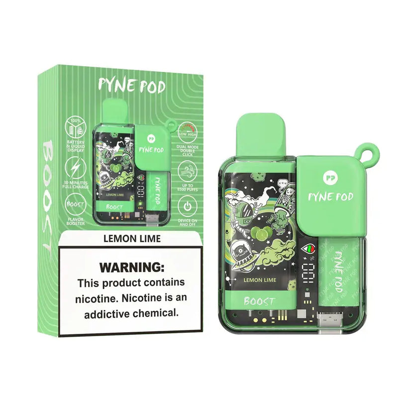 Pyne Pod Boost 8500 Puffs Disposable Vape unidade - Lemon Lime