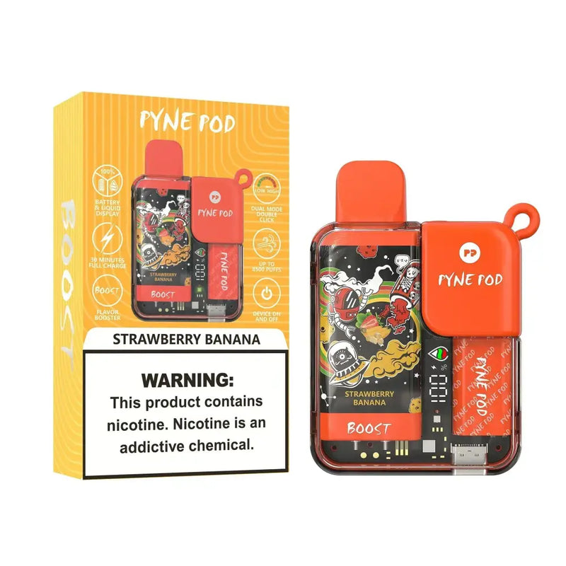 Pyne Pod Boost 8500 Puffs Disposable Vape unidade - Strawberry Banana